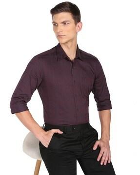 checked slim fit patch-pocket shirt