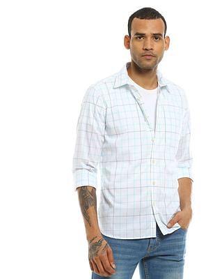 checked slim fit patch pocket shirt