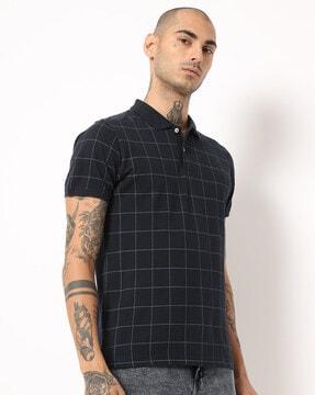 checked slim fit polo t-shirt