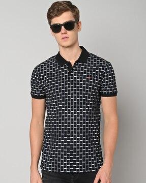 checked slim fit polo t-shirt