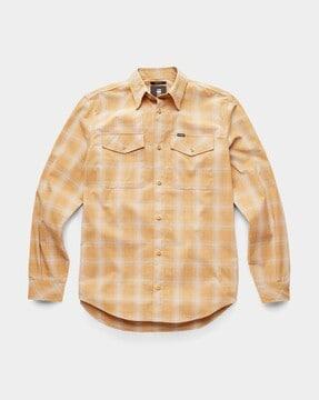 checked slim fit shirt with flap pockets