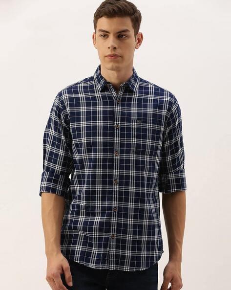 checked slim fit shirt with patch pocket