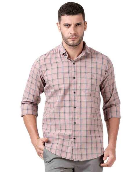 checked slim fit shirt with patch pocket