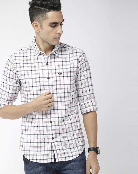 checked slim fit shirt with patch pocket