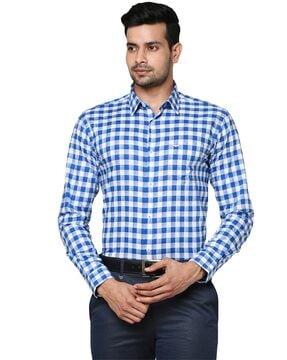 checked slim fit shirt with patch pocket