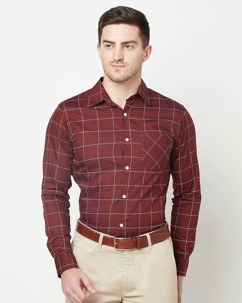 checked slim fit shirt with patch pocket