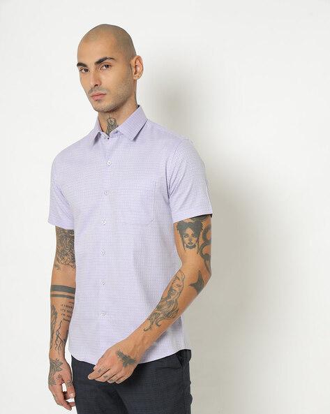 checked slim fit shirt with patch pocket