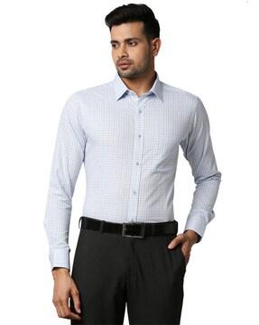 checked slim fit shirt with patch pocket