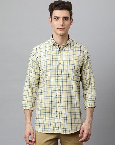 checked slim fit shirt with patch pocket