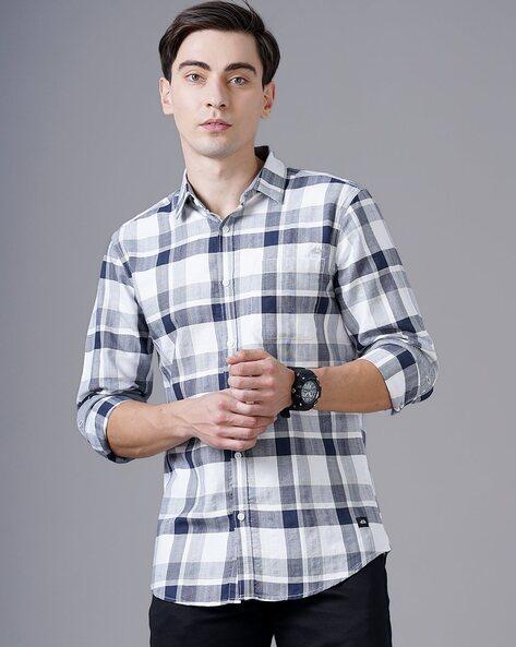 checked slim fit shirt with patch pocket