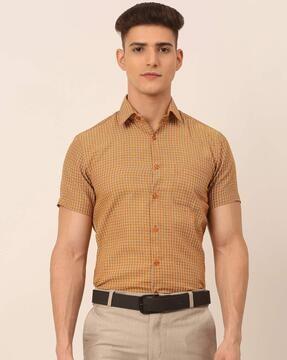 checked slim fit shirt with patch pocket