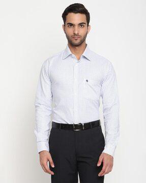 checked slim fit shirt with patch pocket