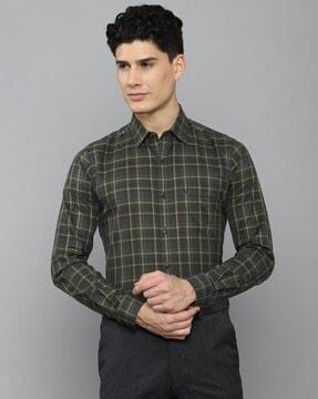 checked slim fit shirt with patch pocket