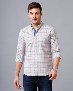 checked slim fit shirt with patch pocket