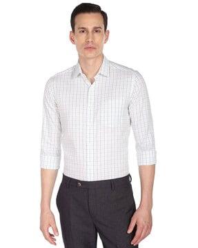 checked slim fit shirt with patch pocket