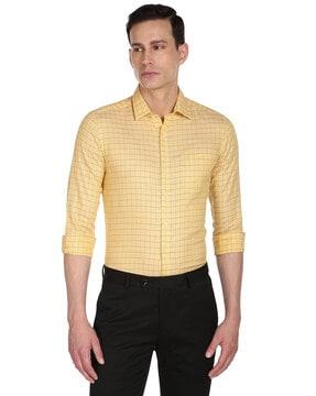 checked slim fit shirt with patch pocket