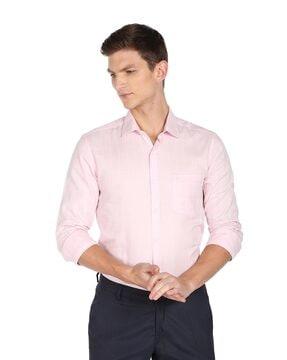 checked slim fit shirt with patch pocket