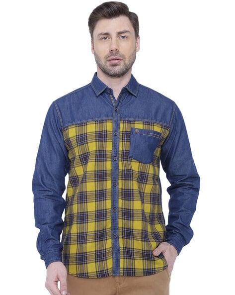 checked slim fit shirt with patch pocket