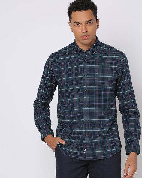 checked slim fit shirt with patch pocket