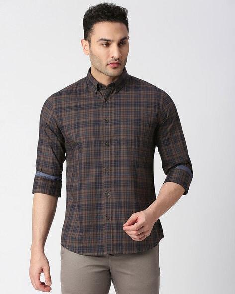 checked slim fit shirt with patch pocket