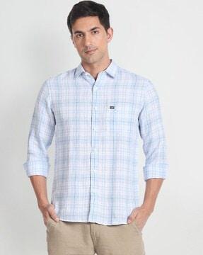 checked slim fit shirt with patch pocket