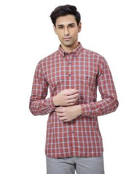 checked slim fit shirt with patch pocket