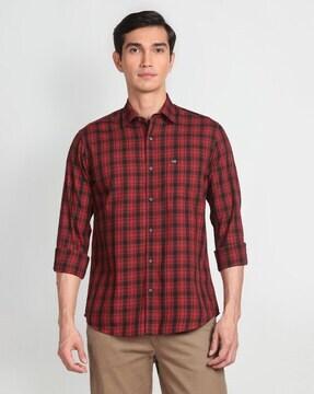 checked slim fit shirt with patch pocket