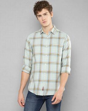 checked slim fit shirt with patch pocket