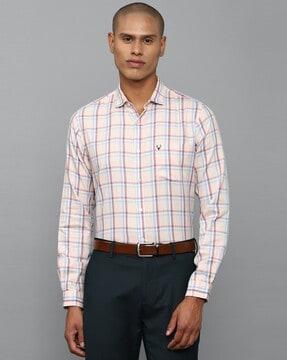 checked slim fit shirt with patch pocket