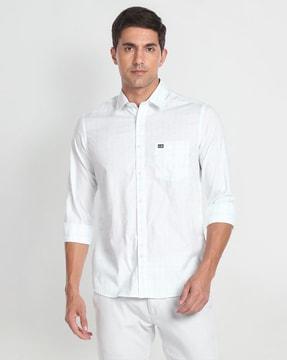 checked slim fit shirt with patch pocket