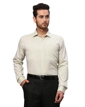 checked slim fit shirt with patch pocket