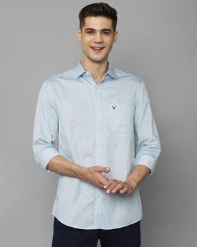 checked slim fit shirt with patch pocket