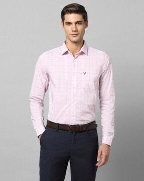 checked slim fit shirt with patch pocket