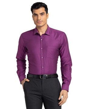 checked slim fit shirt with patch pocket