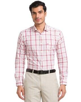 checked slim fit shirt with patch pocket