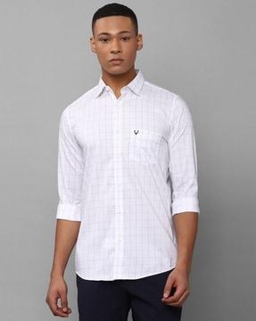 checked slim fit shirt with patch pocket