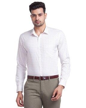 checked slim fit shirt with patch pocket