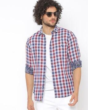 checked slim fit shirt