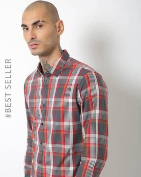 checked slim fit shirt