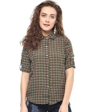 checked slim fit shirt