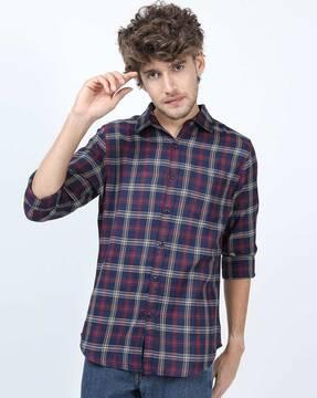 checked slim fit shirt