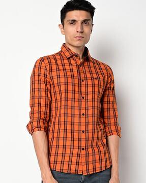 checked slim fit shirt