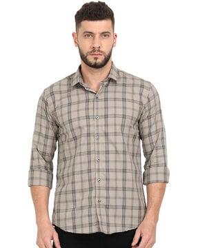 checked slim fit shirt