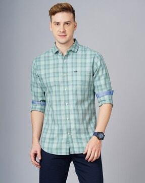 checked slim fit shirt