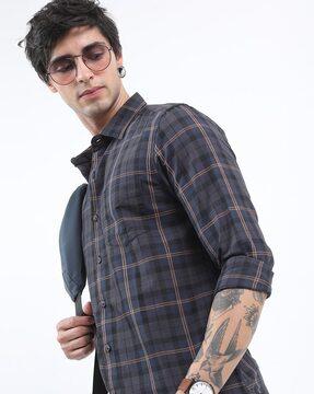 checked slim fit shirt