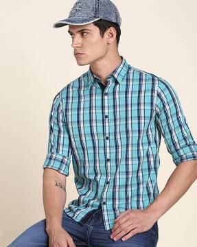 checked slim fit shirt