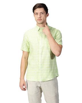 checked slim-fit shirt