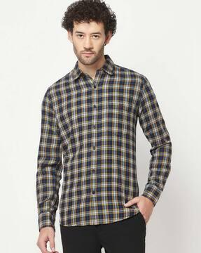 checked slim fit shirt