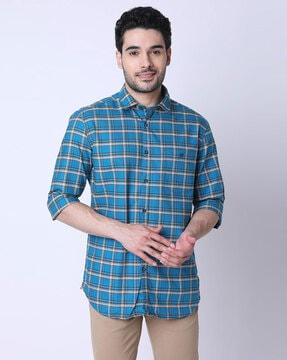 checked slim-fit shirt