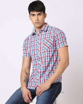 checked slim fit shirt